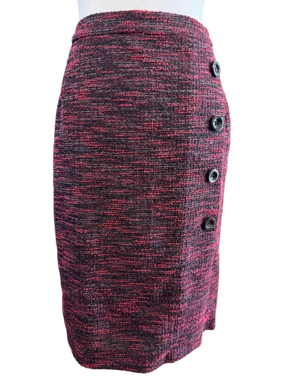 Ann Taylor Tweed Pencil Skirt Size 2 Red and Black